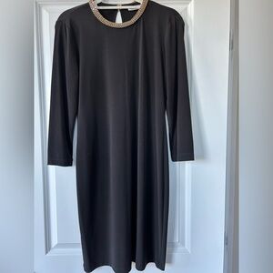 Calvin Klein Classic Black Dress with Gold Chain detail